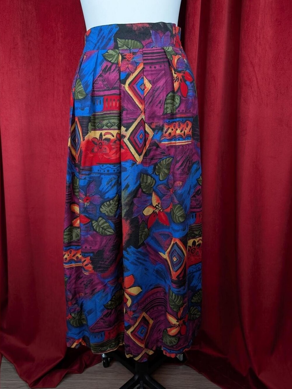 Vintage 90's Norton McNaughton Red, Blue, Orange, Yellow, Green, & Purple Skirt